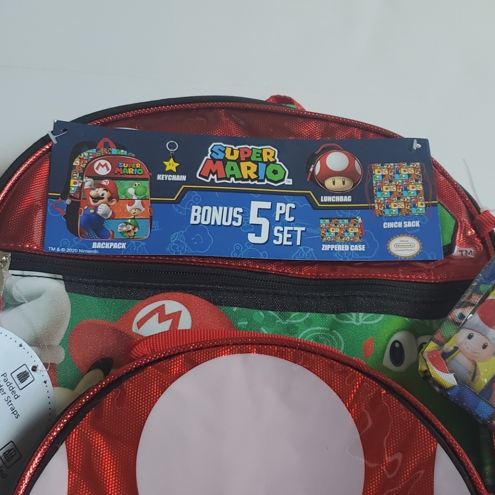🟢 Super Mario 5 pc Backpack set - Picture 3 of 5